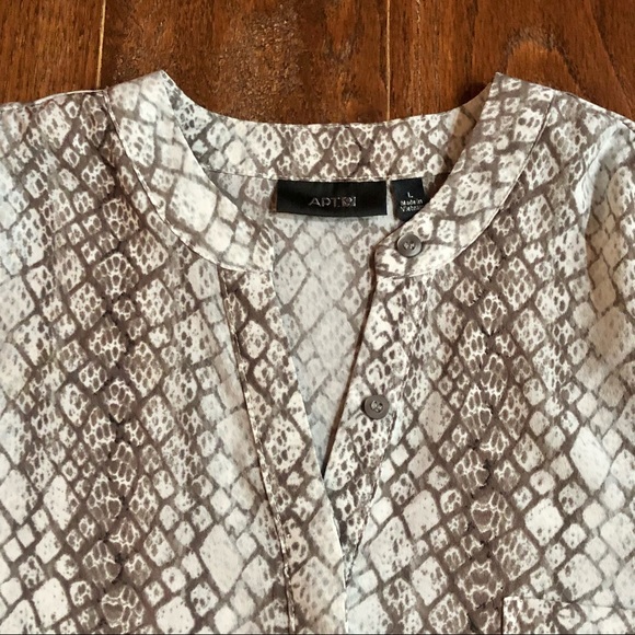 Apt. 9 Long Sleeve Snakeskin Print Blouse - Picture 2 of 11